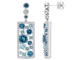 6.60 Carat (ctw) London & Sky Blue Topaz Drop Earrings in 14k White Gold with Diamondserling Silver